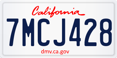 CA license plate 7MCJ428