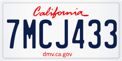 CA license plate 7MCJ433
