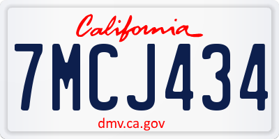 CA license plate 7MCJ434