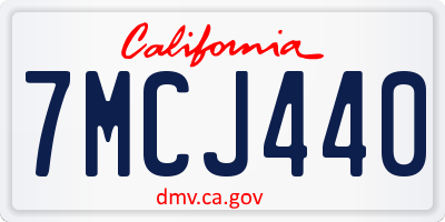 CA license plate 7MCJ440