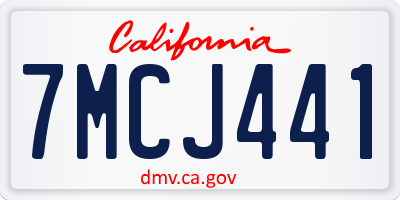CA license plate 7MCJ441