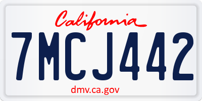 CA license plate 7MCJ442