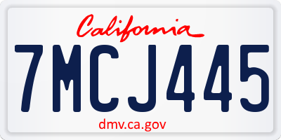 CA license plate 7MCJ445