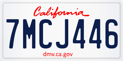 CA license plate 7MCJ446