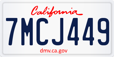 CA license plate 7MCJ449