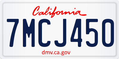 CA license plate 7MCJ450