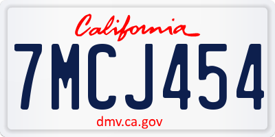 CA license plate 7MCJ454