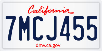 CA license plate 7MCJ455