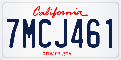 CA license plate 7MCJ461