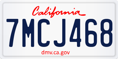 CA license plate 7MCJ468