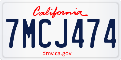 CA license plate 7MCJ474