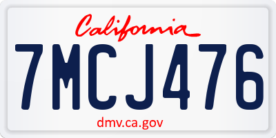 CA license plate 7MCJ476