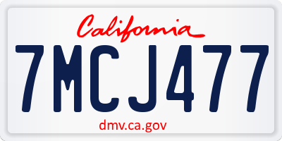 CA license plate 7MCJ477