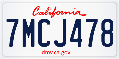 CA license plate 7MCJ478
