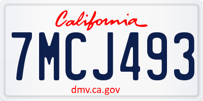 CA license plate 7MCJ493