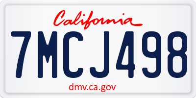 CA license plate 7MCJ498