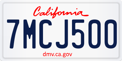 CA license plate 7MCJ500