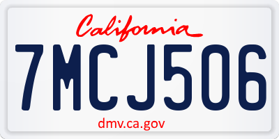 CA license plate 7MCJ506