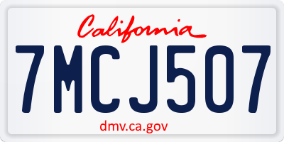 CA license plate 7MCJ507