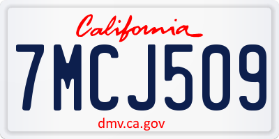 CA license plate 7MCJ509
