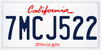 CA license plate 7MCJ522
