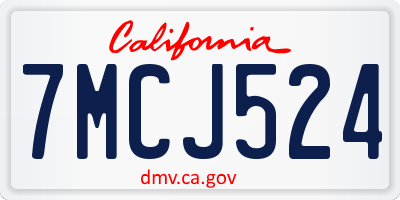CA license plate 7MCJ524