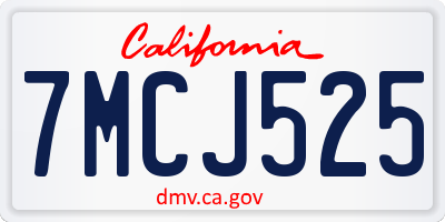 CA license plate 7MCJ525