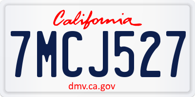 CA license plate 7MCJ527
