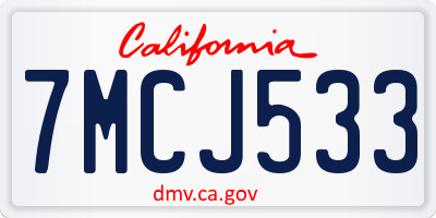 CA license plate 7MCJ533