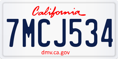 CA license plate 7MCJ534