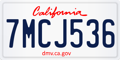 CA license plate 7MCJ536