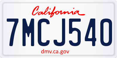 CA license plate 7MCJ540