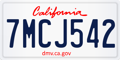 CA license plate 7MCJ542