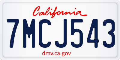 CA license plate 7MCJ543