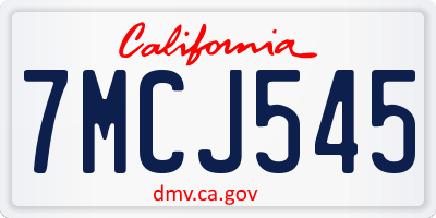 CA license plate 7MCJ545