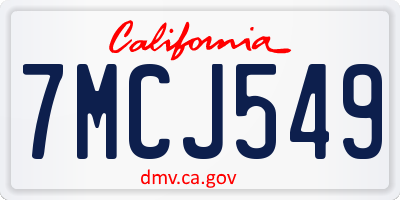 CA license plate 7MCJ549
