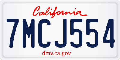 CA license plate 7MCJ554