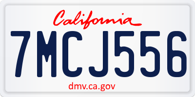CA license plate 7MCJ556