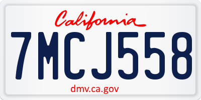 CA license plate 7MCJ558