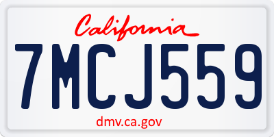 CA license plate 7MCJ559