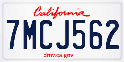 CA license plate 7MCJ562