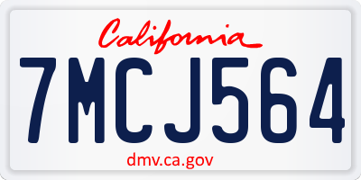 CA license plate 7MCJ564