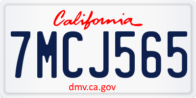 CA license plate 7MCJ565