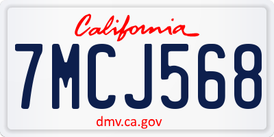 CA license plate 7MCJ568