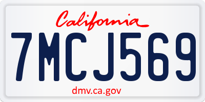 CA license plate 7MCJ569