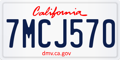 CA license plate 7MCJ570