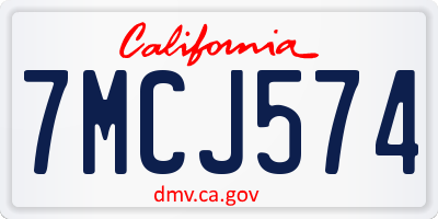 CA license plate 7MCJ574