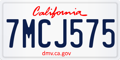 CA license plate 7MCJ575