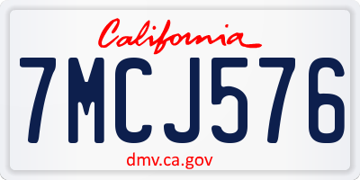 CA license plate 7MCJ576
