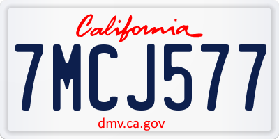 CA license plate 7MCJ577